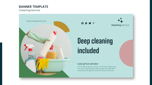 Free PSD horizontal banner for house cleaning company