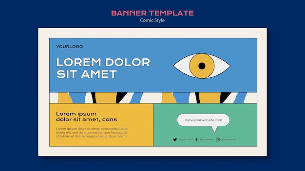 無料PSD コミックスタイルの横長バナー
