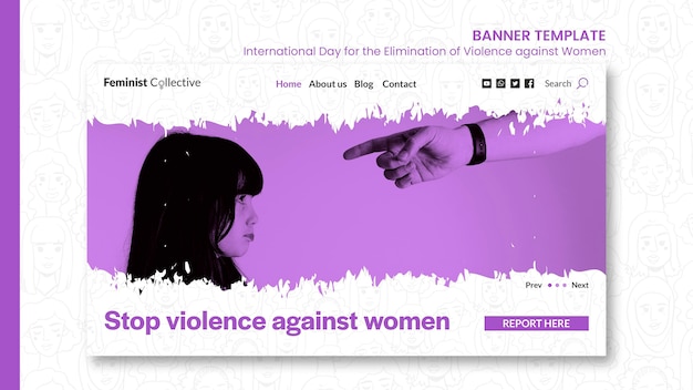 Banner orizzontale per la giornata internazionale per l'eliminazione della violenza contro le donne