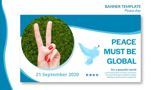 PSD gratuito banner orizzontale per la giornata internazionale della pace
