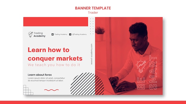 Free PSD horizontal banner for investment trader occupation