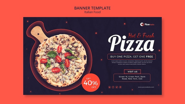 Free PSD horizontal banner for italian food restaurant