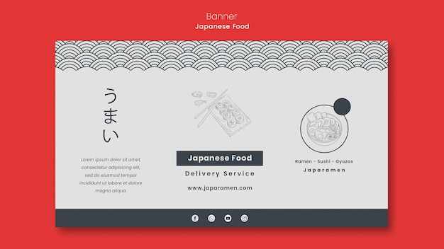 PSD gratuito banner orizzontale per ristorante di cucina giapponese