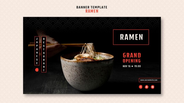 Horizontal banner for japanese ramen restaurant