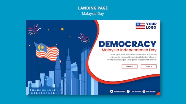 Горизонтальный баннер для празднования годовщины дня малайзии