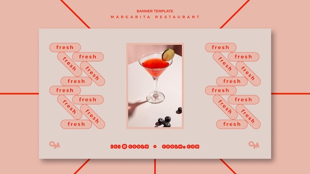 PSD gratuito banner orizzontale per cocktail margarita