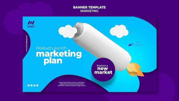 Banner orizzontale per società di marketing con prodotto