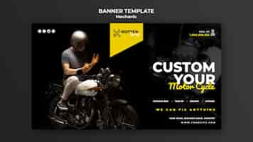 Free PSD horizontal banner for motorcycle repair shop