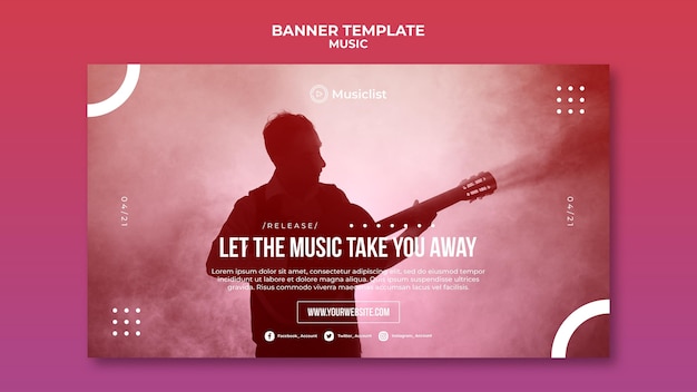 PSD gratuito banner orizzontale per gli amanti della musica