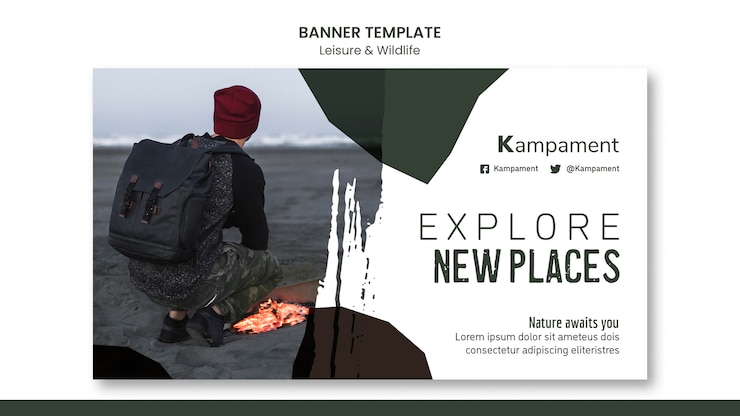 Free PSD horizontal banner for nature exploration and leisure