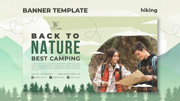 Free PSD horizontal banner for nature hiking