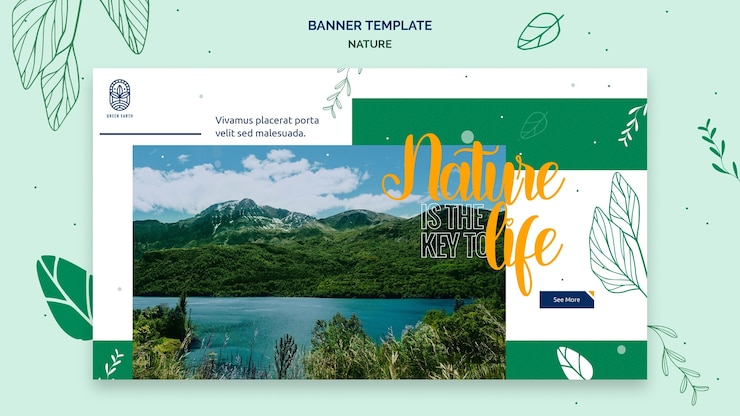 Free PSD horizontal banner for nature with wild life landscape