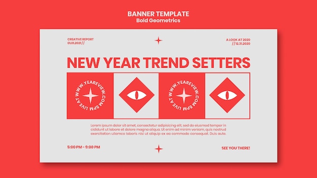 Free PSD horizontal banner for new year review and trends