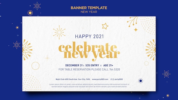 Free PSD horizontal banner for new years party celebration
