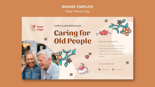 Horizontal banner for older people assistance and care