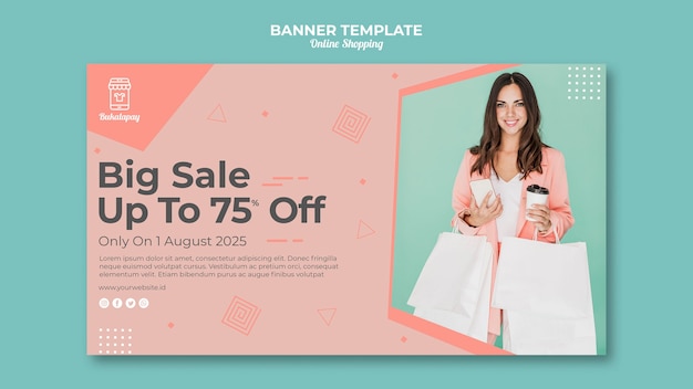 Free PSD horizontal banner for online shopping with sale