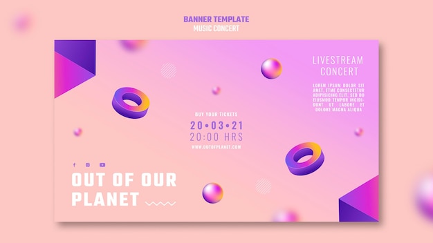 Free PSD horizontal banner of out of our planet music concert