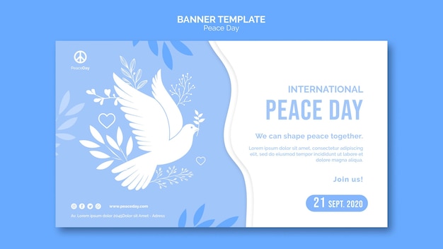 Free PSD horizontal banner for peace day