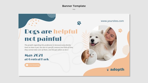 Free PSD horizontal banner for pet adoption