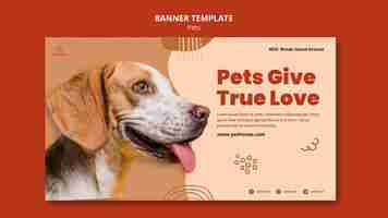 PSD gratuito banner orizzontale per animali domestici con simpatico cane