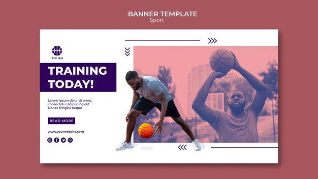 PSD gratuito banner orizzontale per giocare a basket