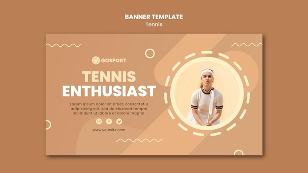 Free PSD horizontal banner for playing tennis