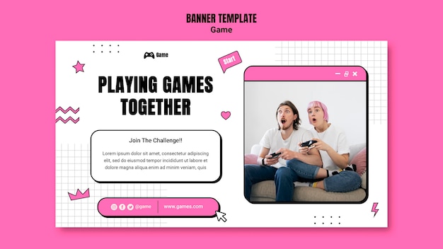 Free PSD horizontal banner for playing video games