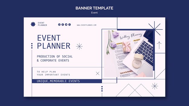 Horizontal banner for social and corporate event planning