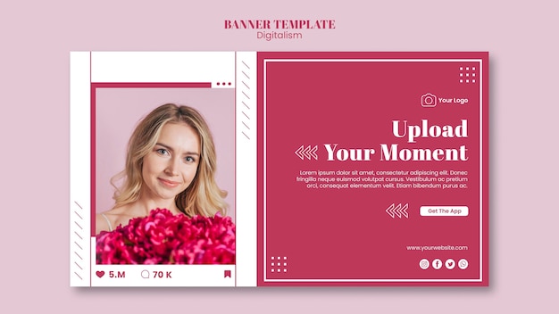 PSD gratuito banner orizzontale per il caricamento di foto sui social media
