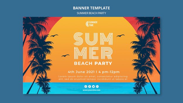 Horizontal banner for summer beach party