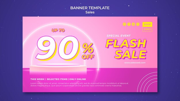 Horizontal banner for super sale