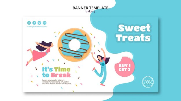 Horizontal banner for sweet baked donuts