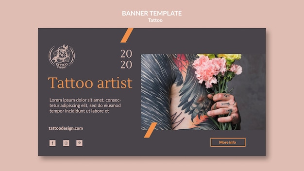 PSD gratuito banner orizzontale per tatuatore