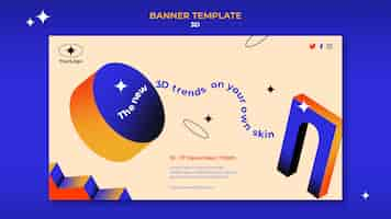 Free PSD horizontal banner template for 3d trends