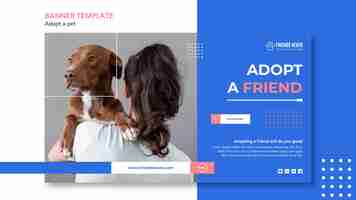 Free PSD horizontal banner template for adopting a pet with dog