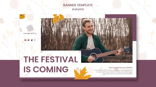 Horizontal banner template for autumn concert