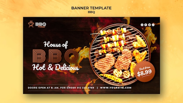 PSD gratuito modello di banner orizzontale per barbecue