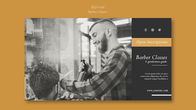 Horizontal banner template for barber classes