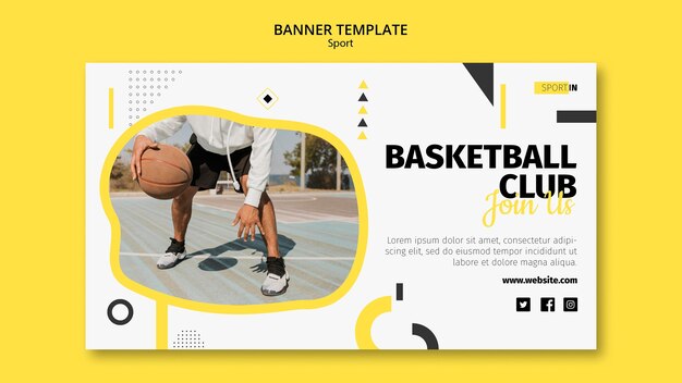 Modello di banner orizzontale per club di basket