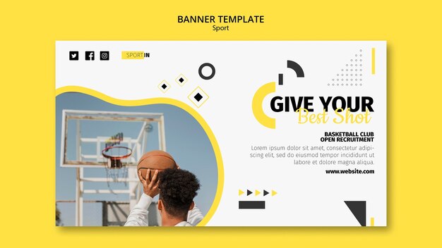 Horizontal banner template for basketball club