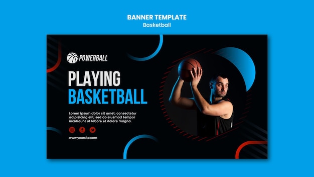 PSD gratuito modello di banner orizzontale per giocare a basket