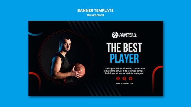 Free PSD horizontal banner template for basketball game playing