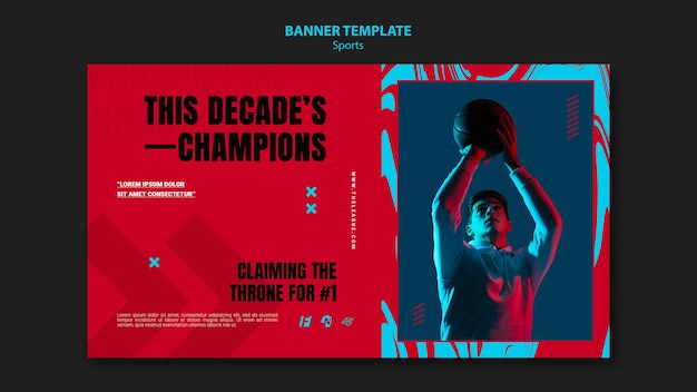 Free PSD horizontal banner template for basketball game