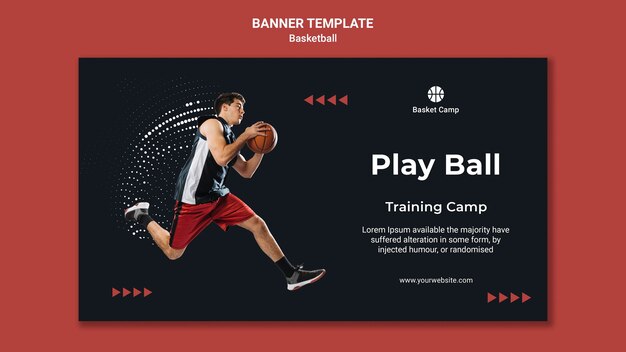 horizontal banner template for basketball training camp
