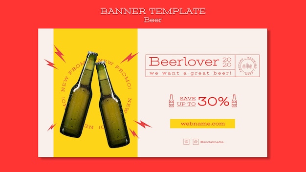 Horizontal banner template for beer lovers