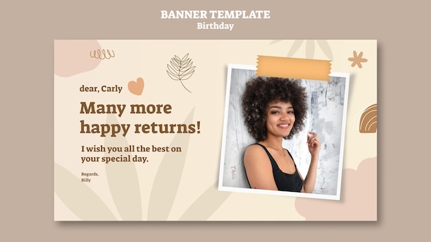 Free PSD horizontal banner template for birthday celebration