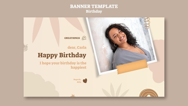 Horizontal banner template for birthday celebration