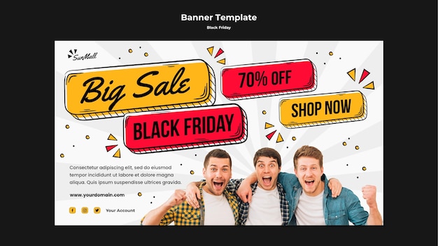 Free PSD horizontal banner template for black friday sale