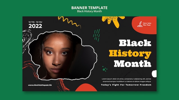 Free PSD horizontal banner template for black history month celebration