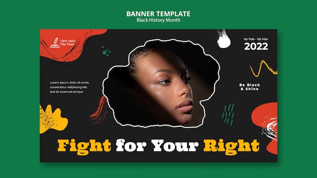 Free PSD horizontal banner template for black history month celebration